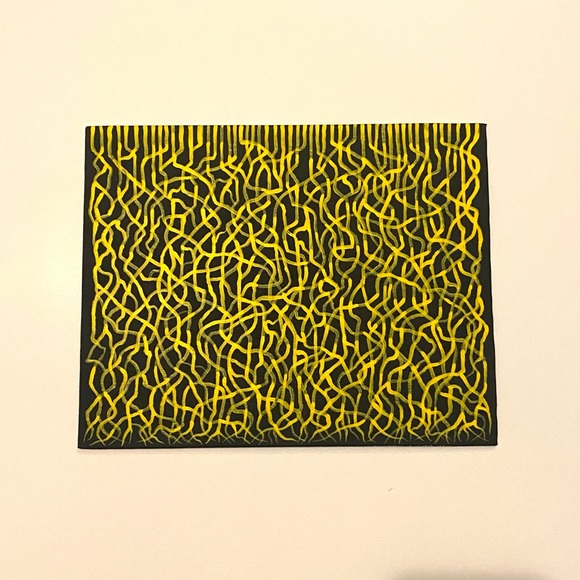 Yellow and Black Mycelium Network / Connected  Consciousness Painting - Original - Picture 10 of 11